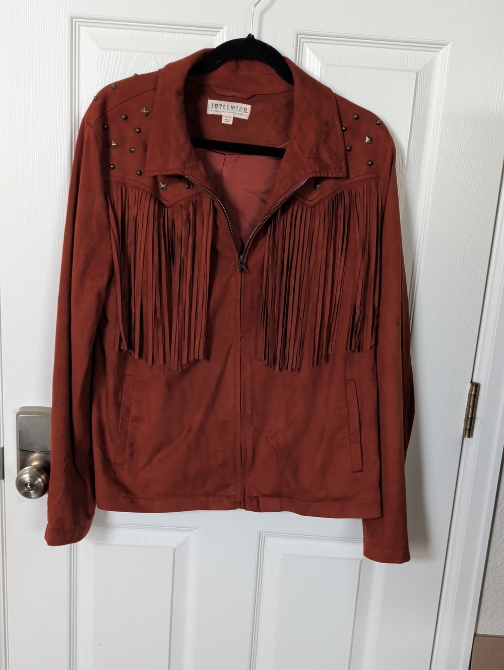 Idyllwind Rust Suede Fringe Jacket with Stud Accents